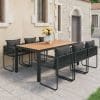 Set mobilier de grădină, 7 piese, negru și maro, ratan PVC