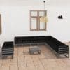 Set mobilier de grădină cu perne,12 piese,gri,lemn masiv de pin