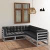 Set mobilier de grădină cu perne, 5 piese, lemn masiv de pin