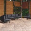 Set mobilier de grădină cu perne, 6 piese, lemn masiv de pin