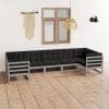 Set mobilier de grădină cu perne, 7 piese, gri, lemn masiv pin