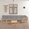Set mobilier de grădină cu perne, 7 piese, lemn masiv de pin