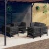 Set mobilier de grădină cu perne, 9 piese, antracit, lemn pin