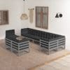 Set mobilier de grădină cu perne, 9 piese, lemn masiv de pin