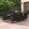 Set mobilier de grădină, cu perne, 9 piese, poliratan și sticlă