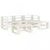 Set mobilier de grădină din paleți, 5 piese, alb, lemn