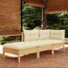 Set mobilier grădină cu perne crem, 3 piese, lemn masiv de pin