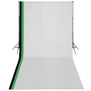 Set studio foto cu 3 fundaluri de bumbac, cadru reglabil, 3×6 m