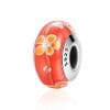 Talisman din argint cu sticla Orange Daisy