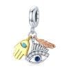 Talisman din argint Hamsa Eye Leaf
