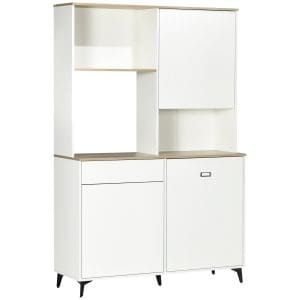 HOMCOM Dulap de bucatarie independent, dulap de depozitare modern, dulap pentru microunde, 180 cm, alb