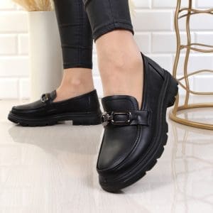 Pantofi negri usori Zamora