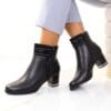 Botine cu toc patrat negre Rodica
