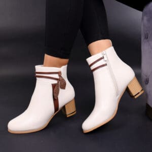 Botine piele ecologica bej Rodica