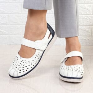 Pantofi alb/bleumarin usori Mironela