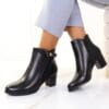 Botine cu toc patrat negre Ramona