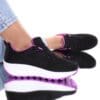 Adidasi material textil mov cu negru Evira