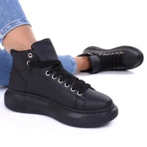 Adidasi piele ecologica negri Aryan