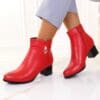 Botine cu toc patrat rosii Liena