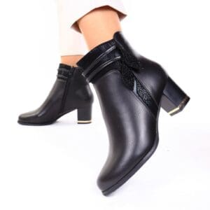Botine piele ecologica negre Rodica