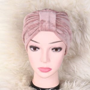 Turban simplu catifelat roz Asli